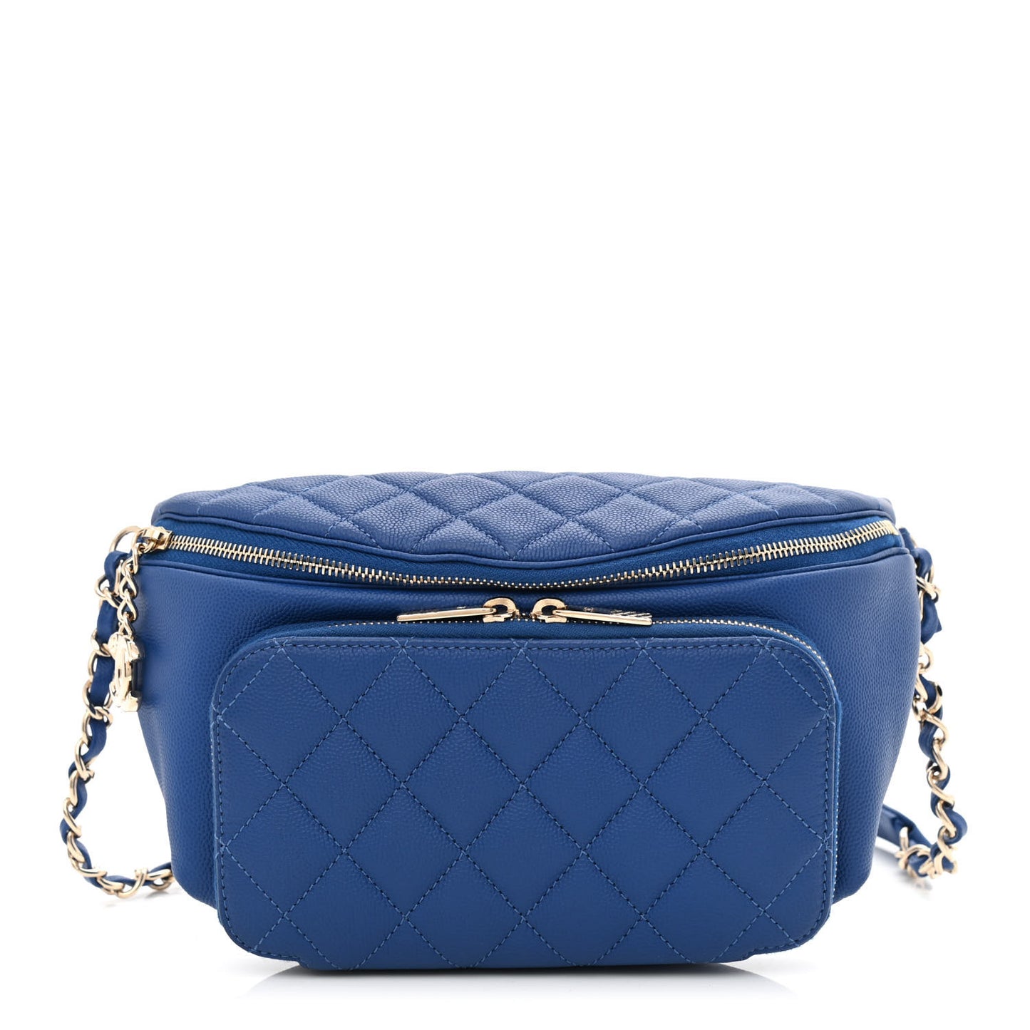 Caviar Quilted Business Affinity Waist Belt Bag Dark Blue