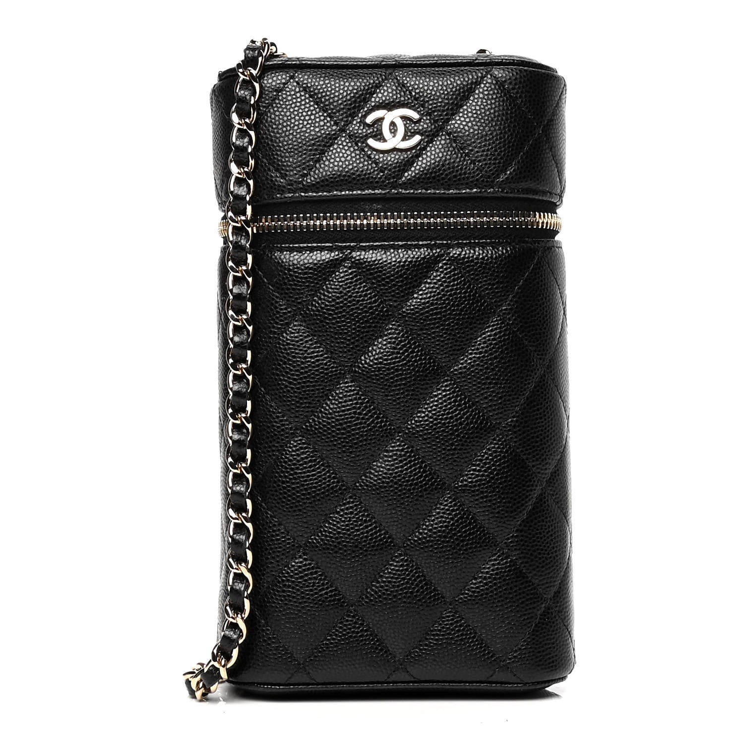 Chanel Caviar Quilted Phone Holder With Chain Black 1 of 4