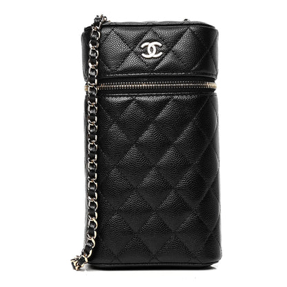 Chanel Caviar Quilted Phone Holder With Chain Black 1 of 4