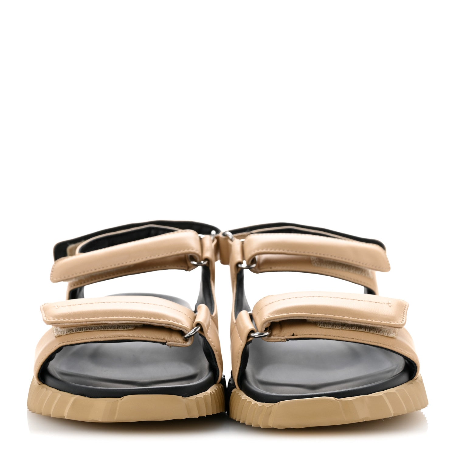 Hermes Lambskin Junior Womens Sandals 41 Beige Black 3 of 11