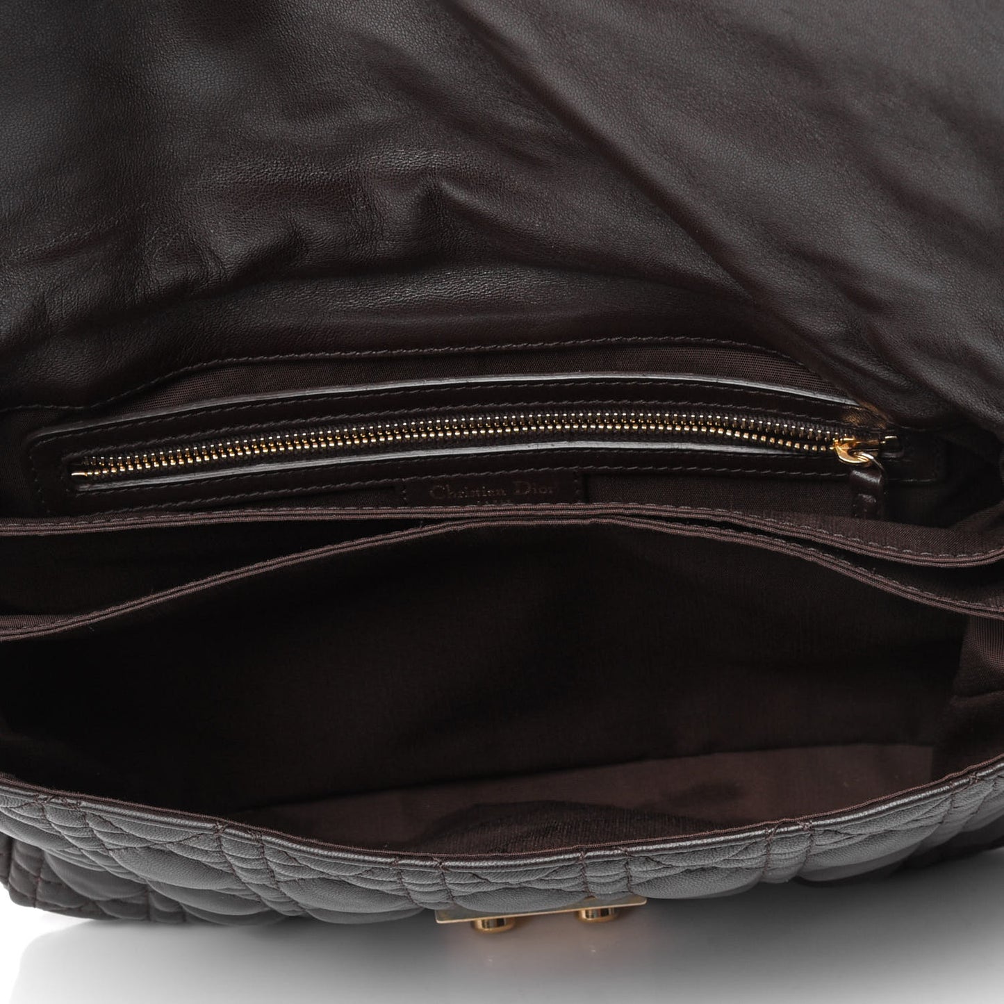 Lambskin Cannage Large New Lock Flap Bag Brown