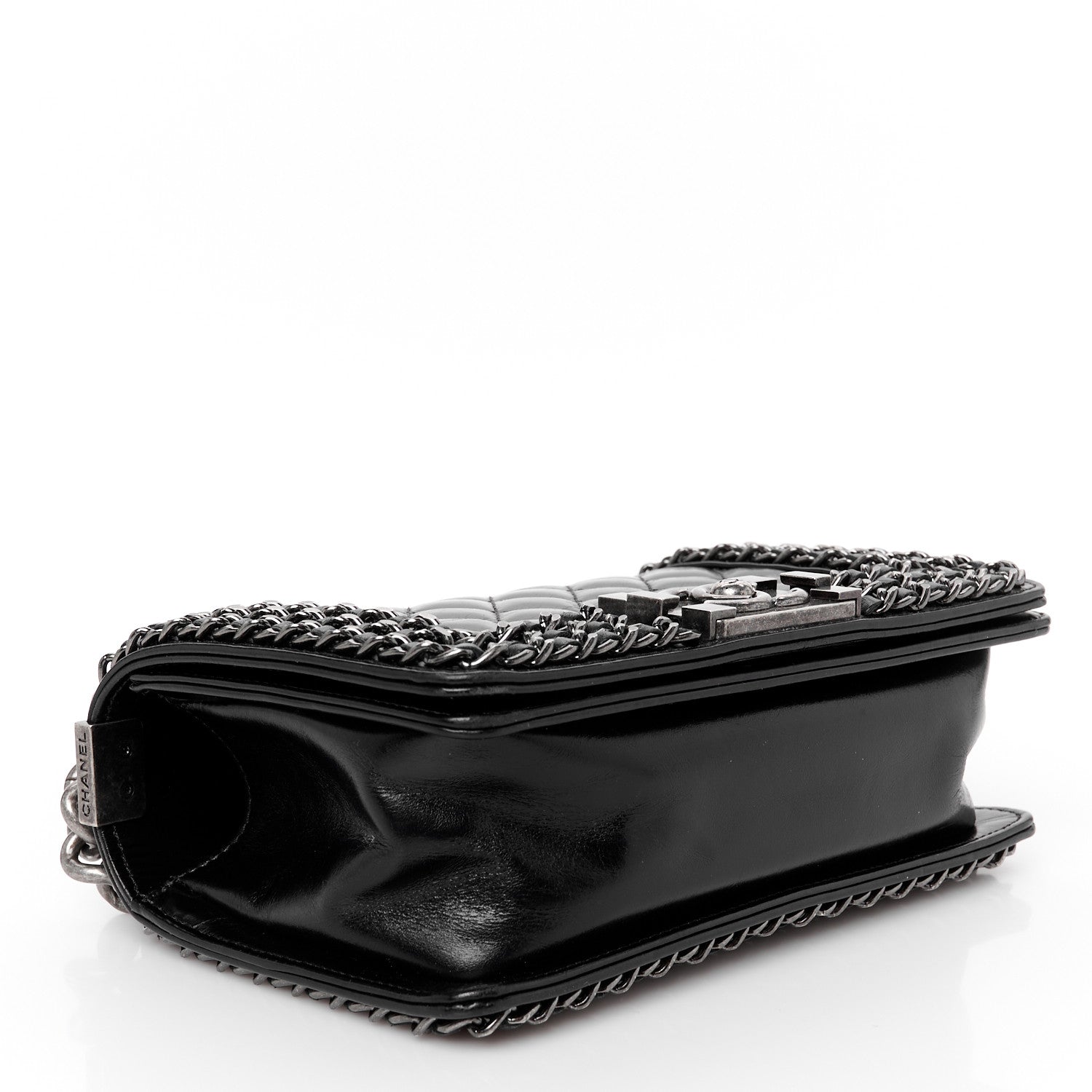 Chanel Glazed Calfskin Quilted Small Boy Chained Flap Black 4 of 10