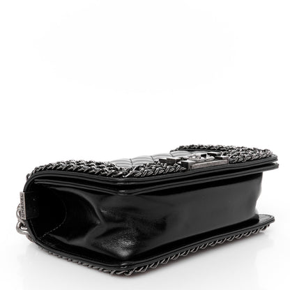 Chanel Glazed Calfskin Quilted Small Boy Chained Flap Black 4 of 10