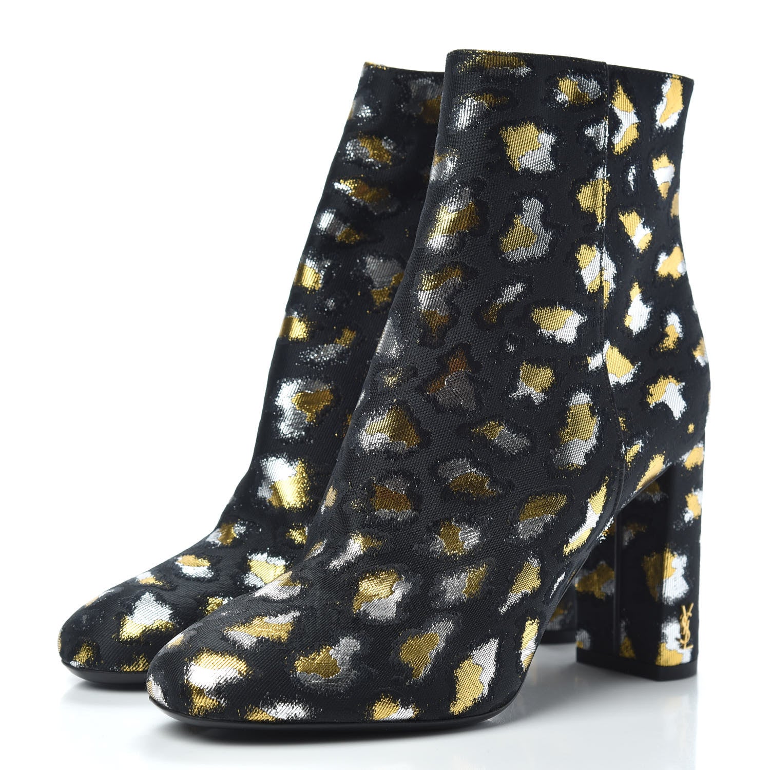 Saint Laurent Jacquard Leopard Loulou Ankle Boots 35.5 Oro 3 of 8