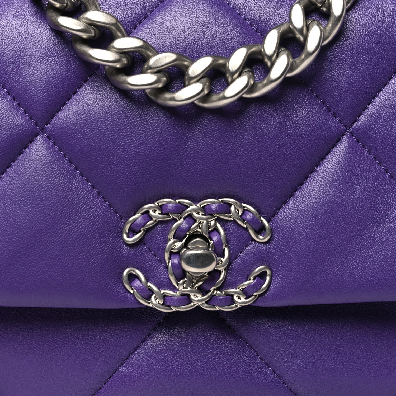 Chanel Lambskin Quilted Medium Chanel 19 Flap Purple 8 of 10