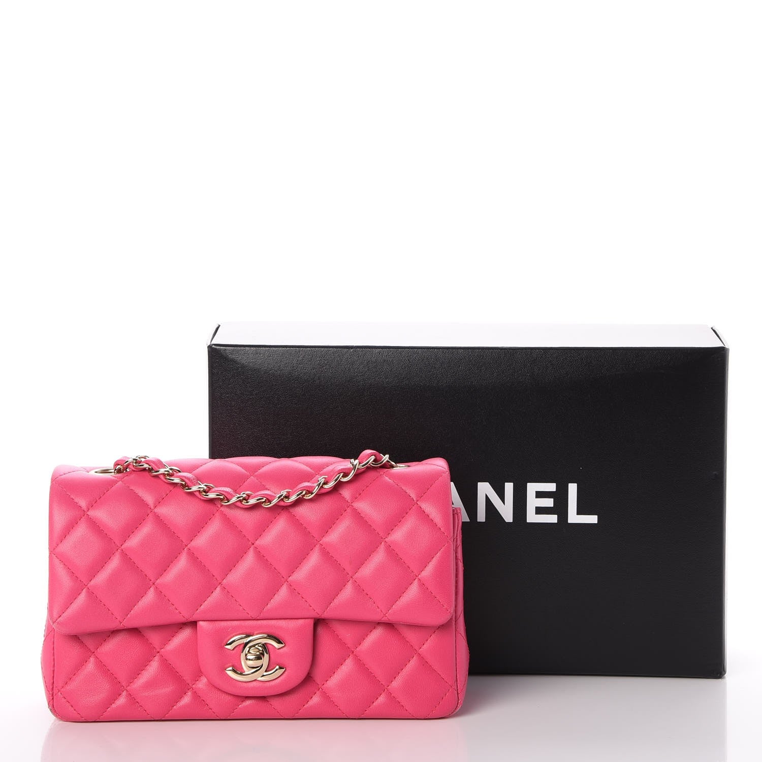 Chanel Lambskin Quilted Mini Rectangular Flap Fuchsia 12 of 12