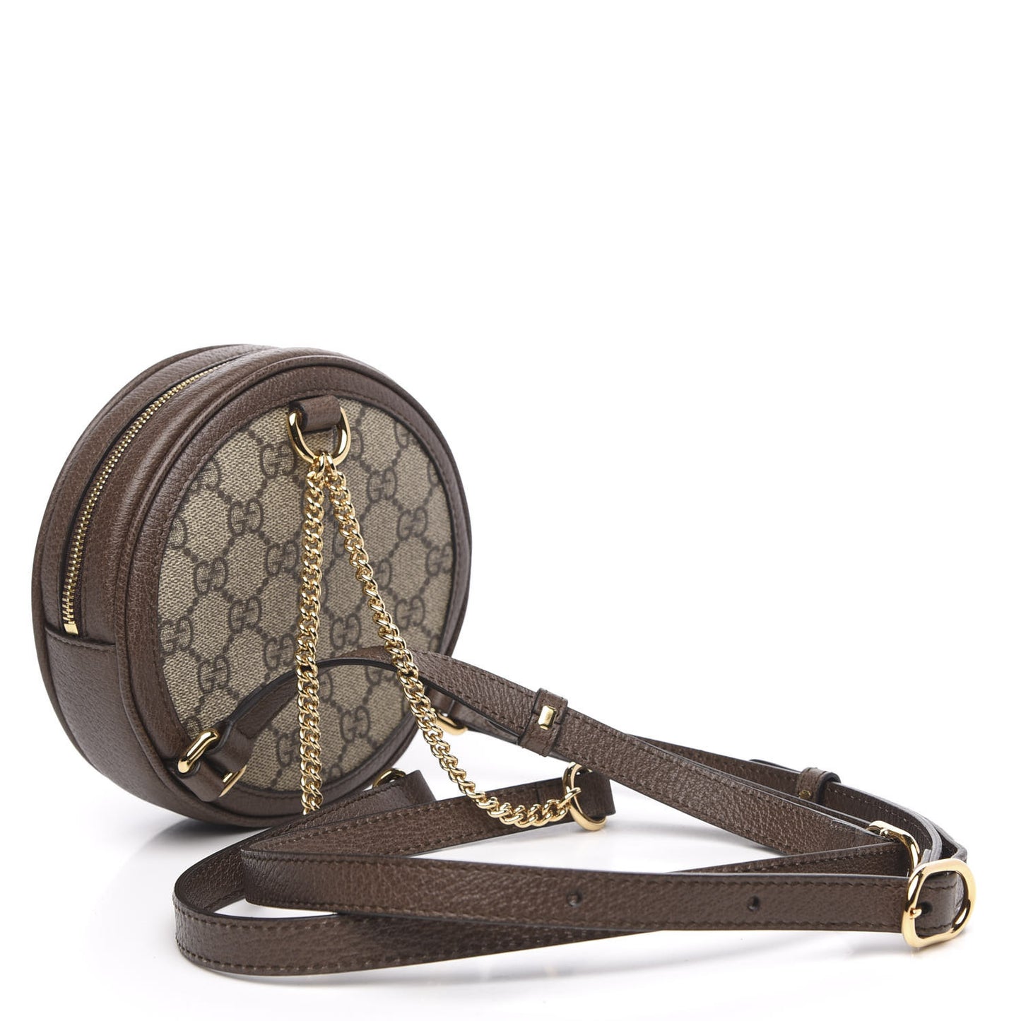 GG Supreme Monogram Web Mini Ophidia Round Backpack Brown
