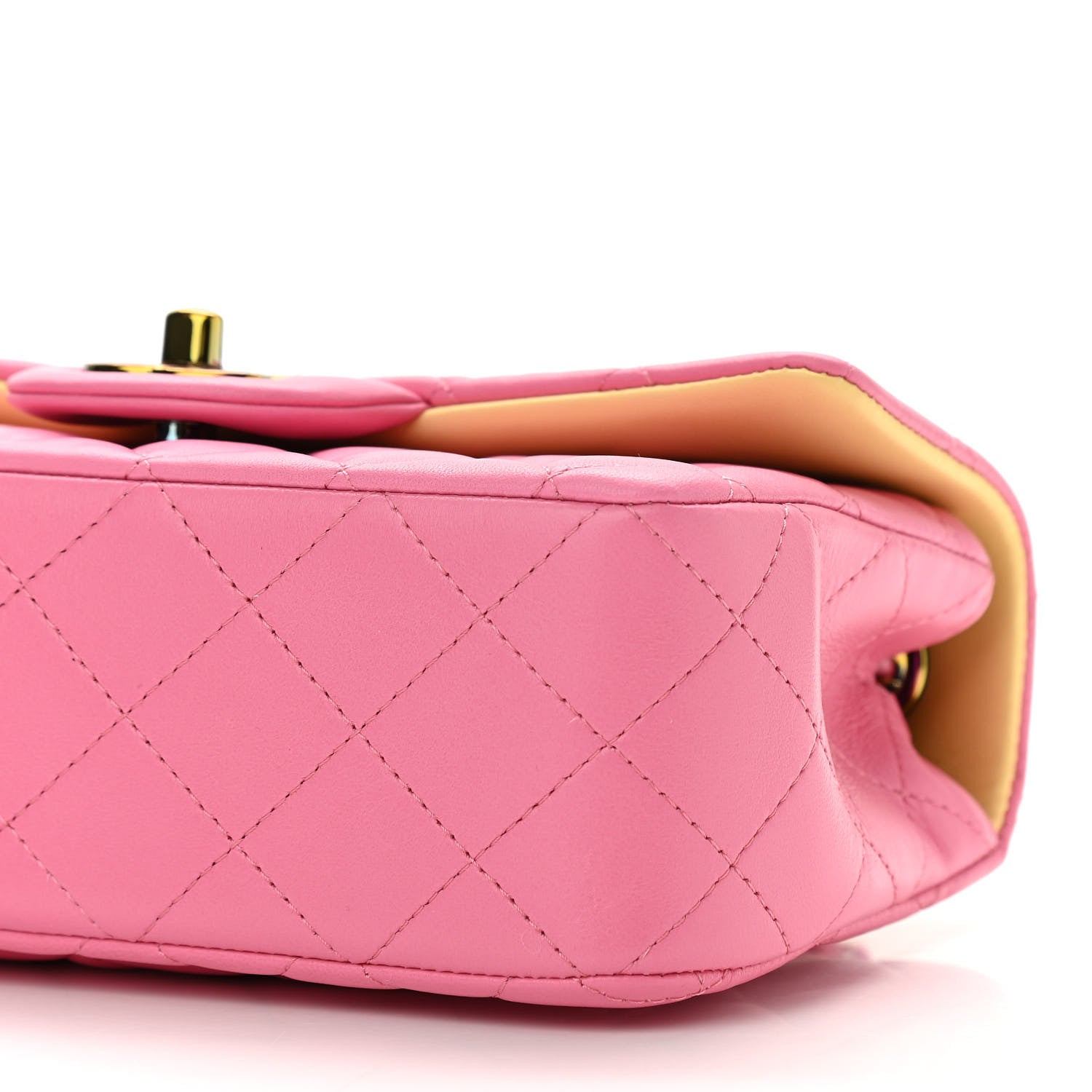 Chanel Lambskin Quilted Mini Rectangular Flap Pink Yellow 10 of 11