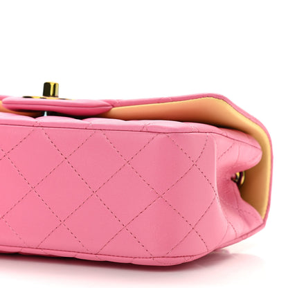 Chanel Lambskin Quilted Mini Rectangular Flap Pink Yellow 10 of 11