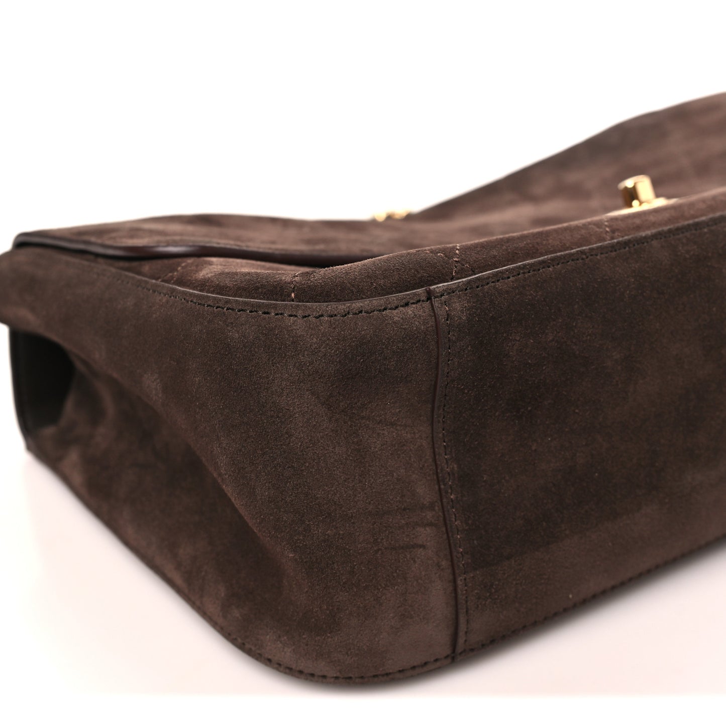 Suede Calfskin Small Souplissimo Maxi Flap Dark Brown