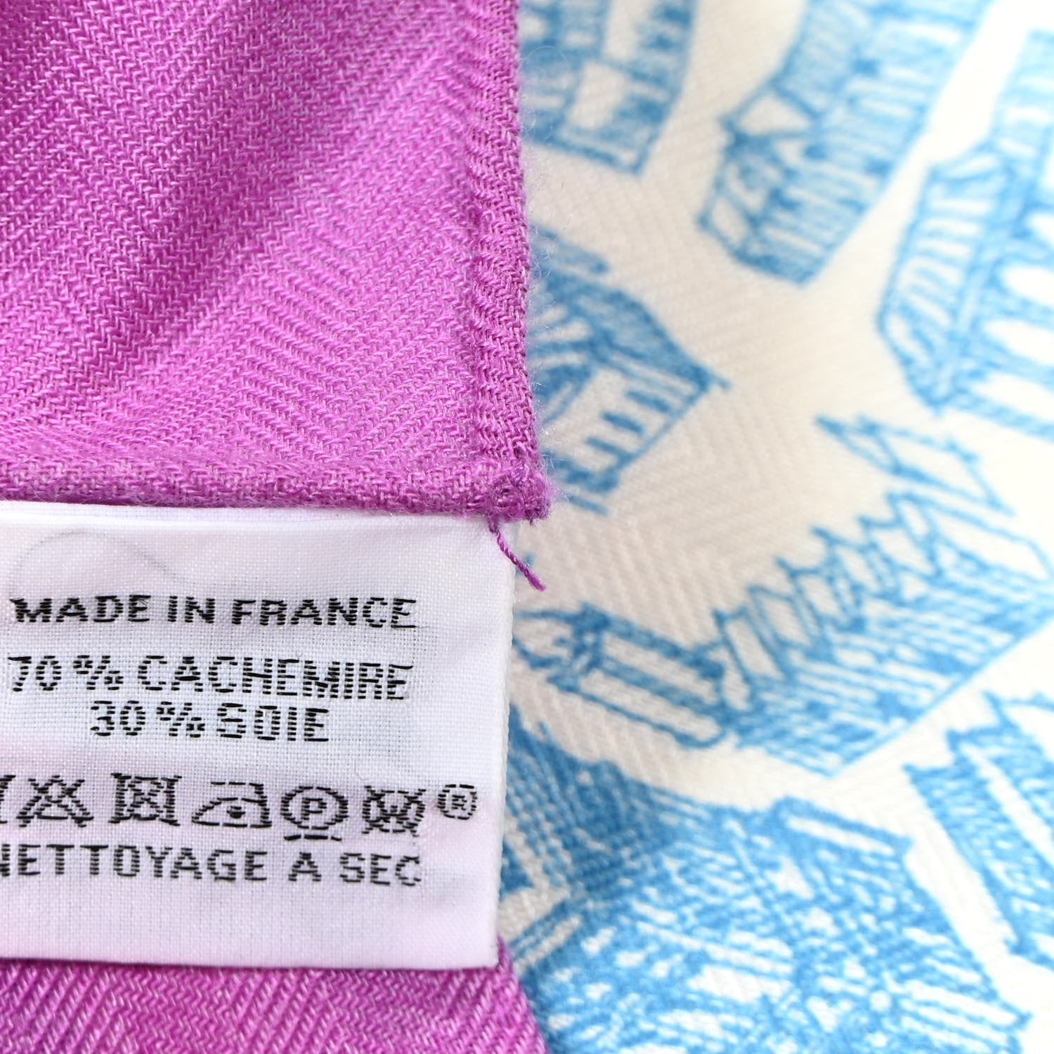 Hermes Cashmere Silk La Cite Cavaliere Shawl 140 Mauve Petrole Coral 5 of 5