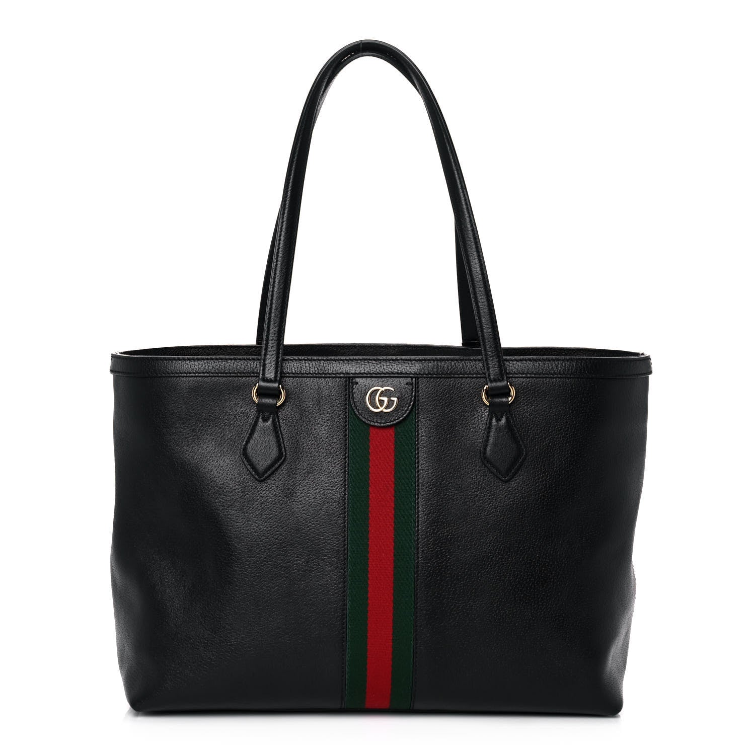 Gucci Textured Calfskin Web Medium Ophidia Shopping Tote Black 1 of 13