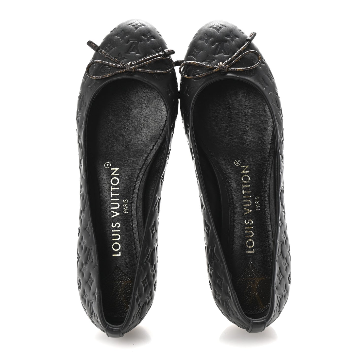 Calfskin Monogram Embossed Nina Ballerina Flats 36 Black