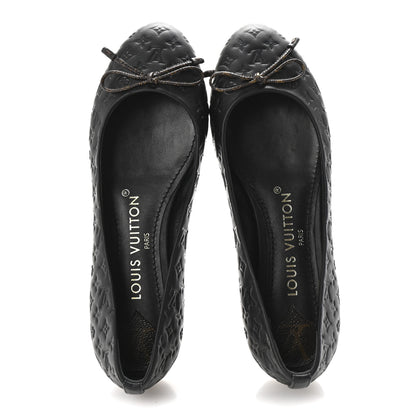 Louis Vuitton Calfskin Monogram Embossed Nina Ballerina Flats 36 Black 2 of 8