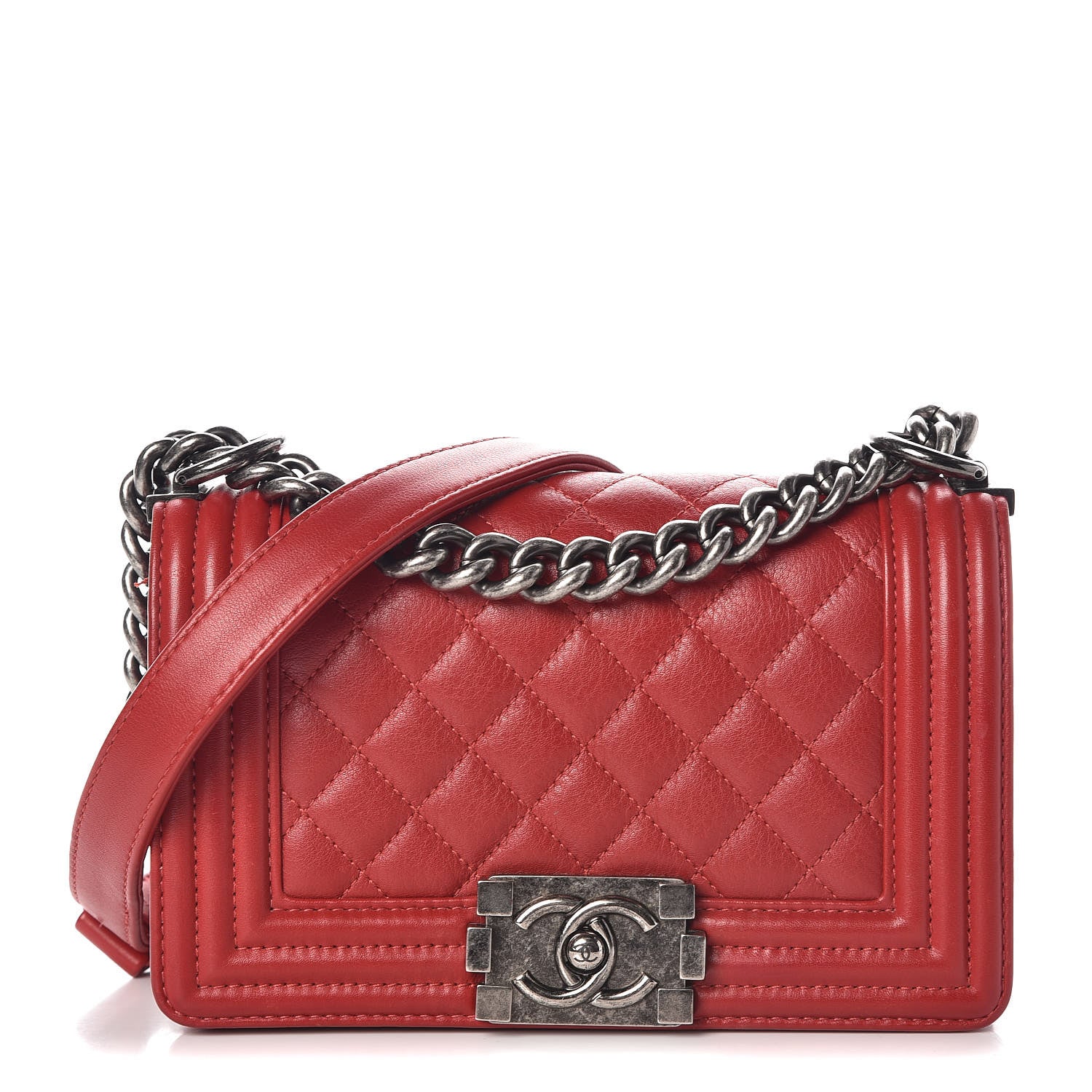 Chanel Calfskin Quilted Small Boy Flap Red 1 of 10