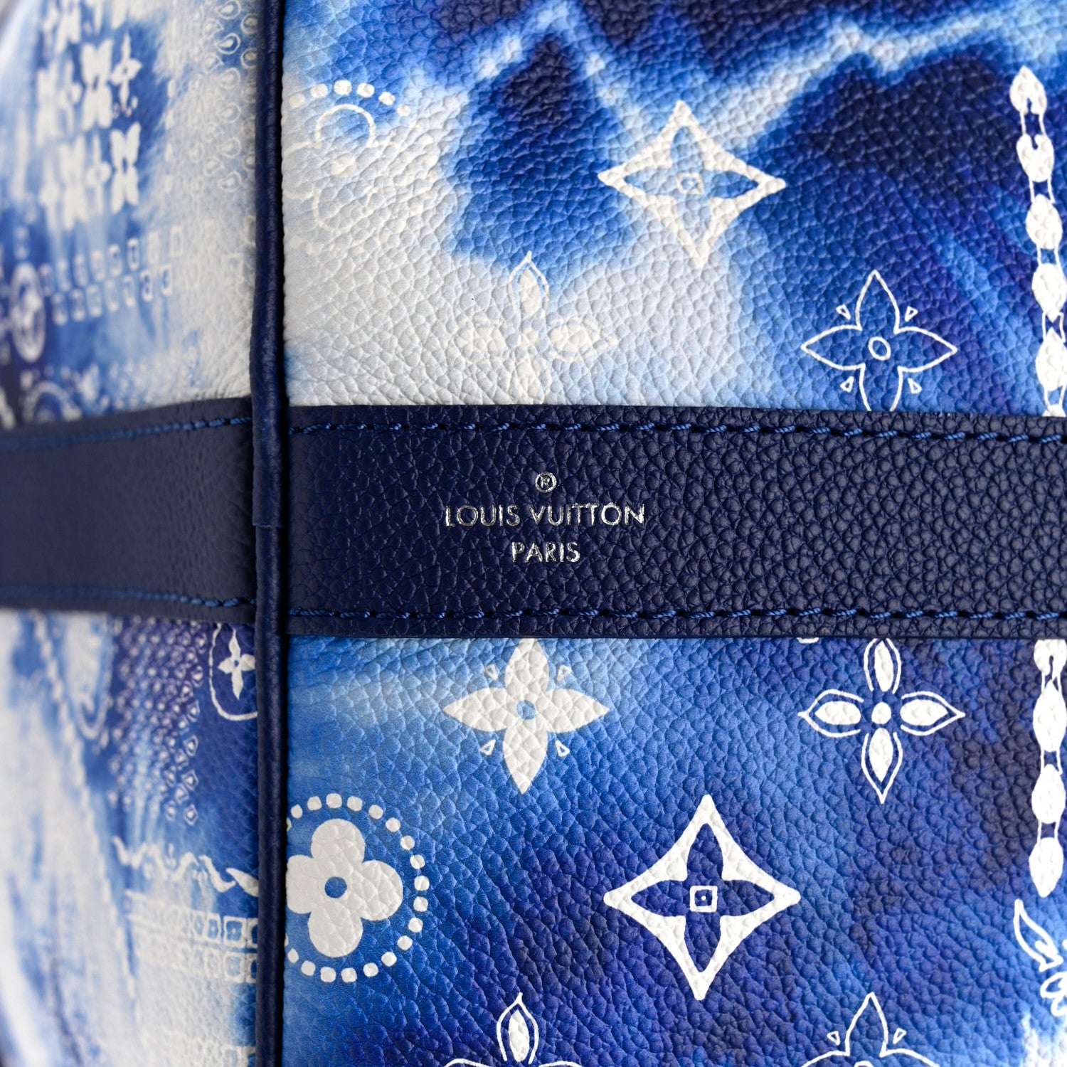 Louis Vuitton Cowhide Monogram Bandana Keepall Bandouliere 50 Blue 9 of 9