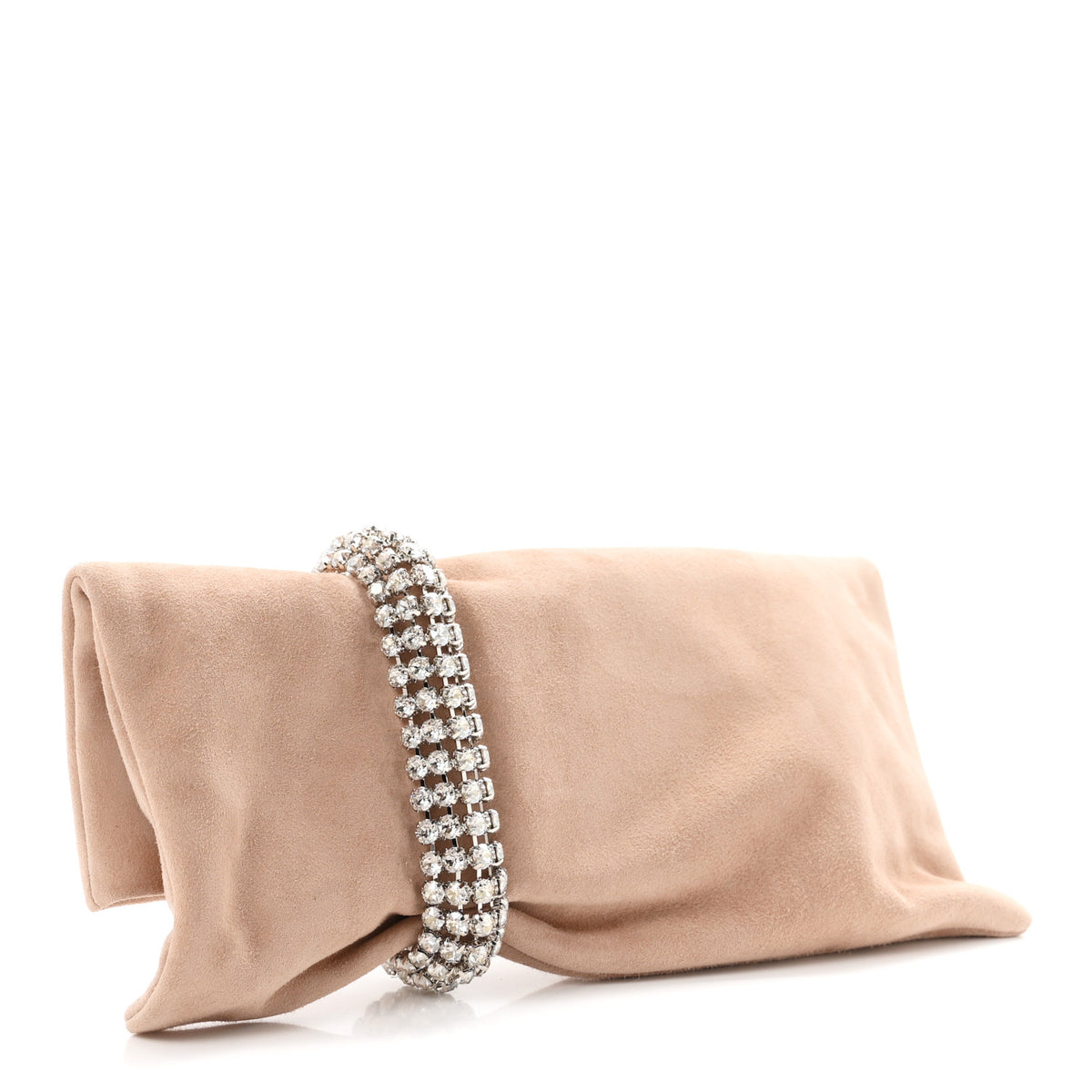 Shimmer Suede Crystal Chandra Clutch Blush