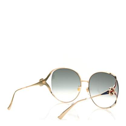 Gucci Metal Oversized Round Frame GG0225S Sunglasses Gold 8 of 14