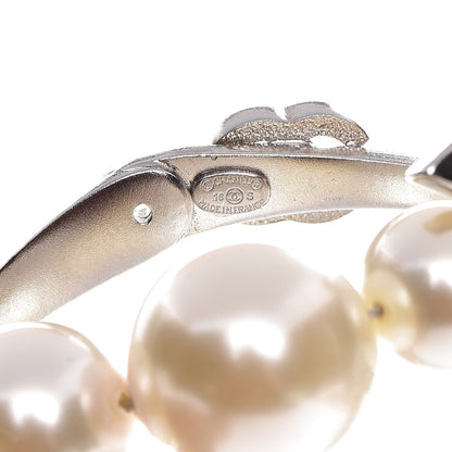 Chanel Pearl Crystal CC Bracelet Silver 6 of 6
