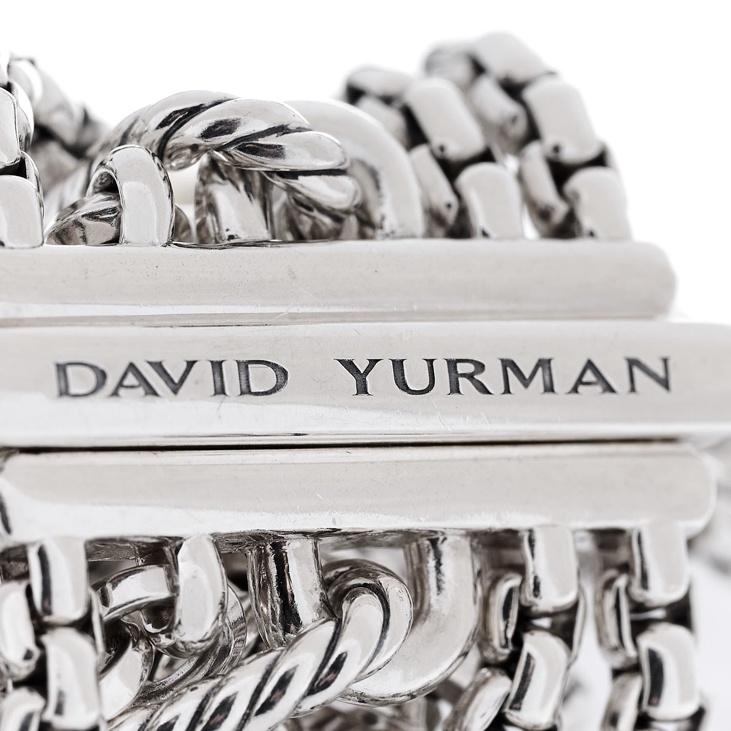 David Yurman Sterling Silver 18K Yellow Gold Multi Row Chain Bracelet 4 of 5