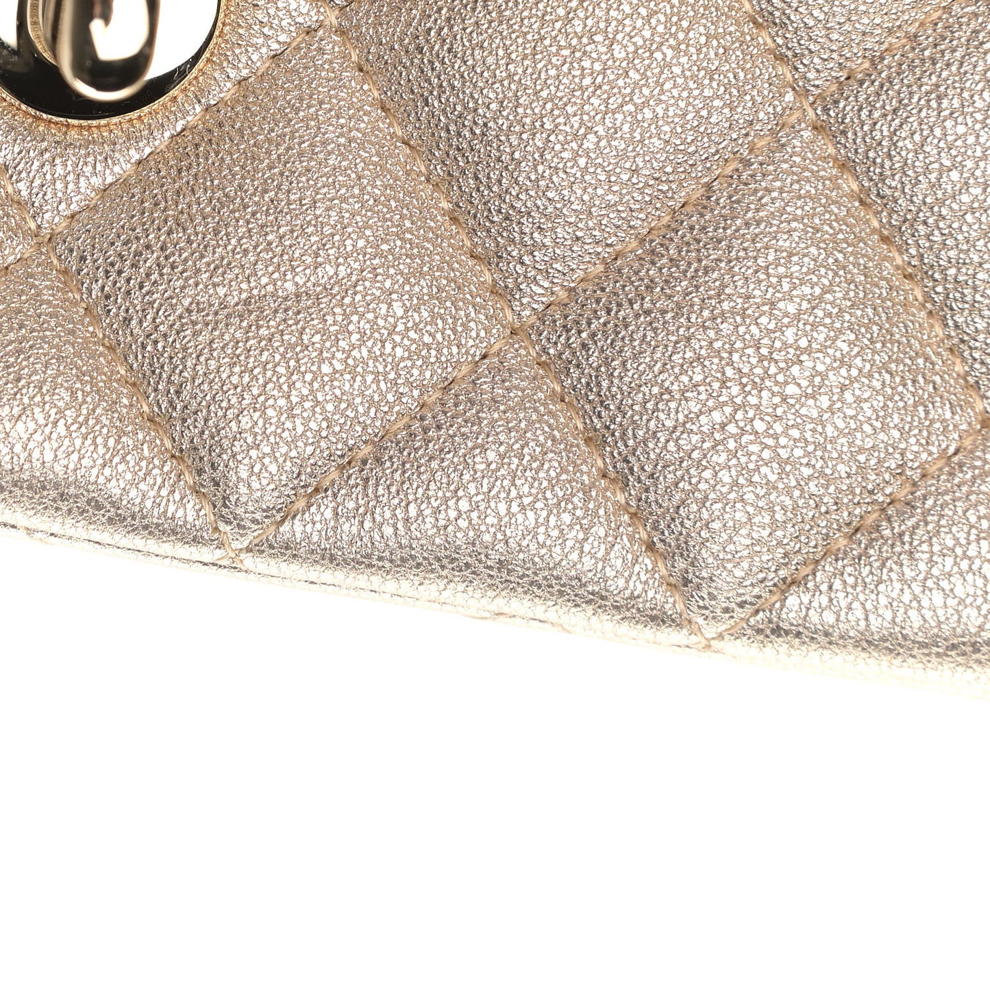 Metallic Lambskin Quilted Mini Rectangular Flap Gold