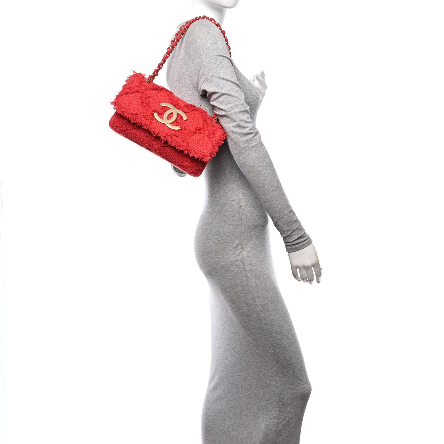 Chanel Tweed Medium Nature Single Flap Red 2 of 10