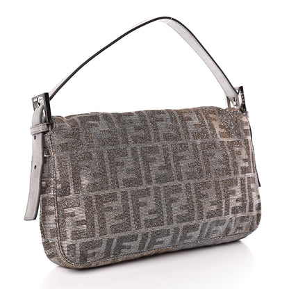 Fendi Metallic Lurex Zucca Vitello Baguette Oro Argento 3 of 10