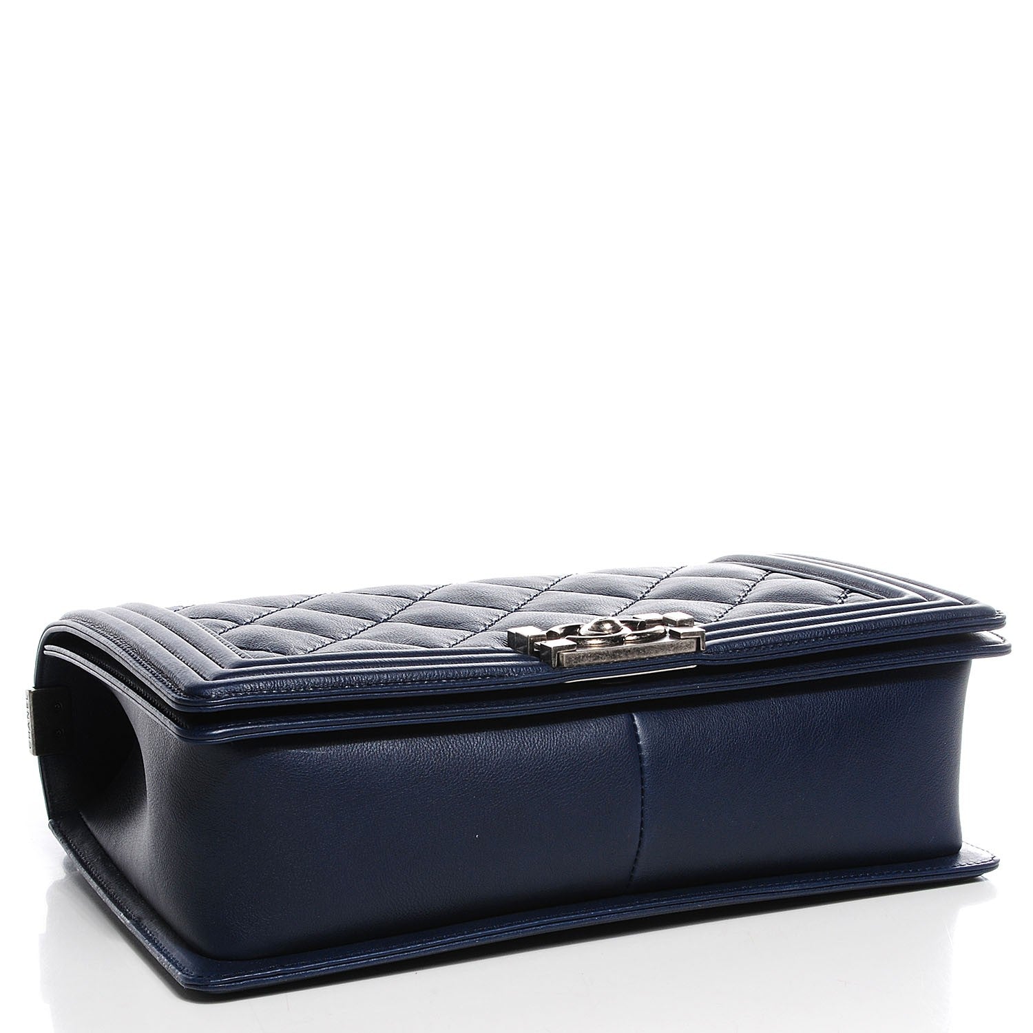 Chanel Calfskin Quilted Double Stitch New Medium Boy Flap Navy Blue 4 of 9