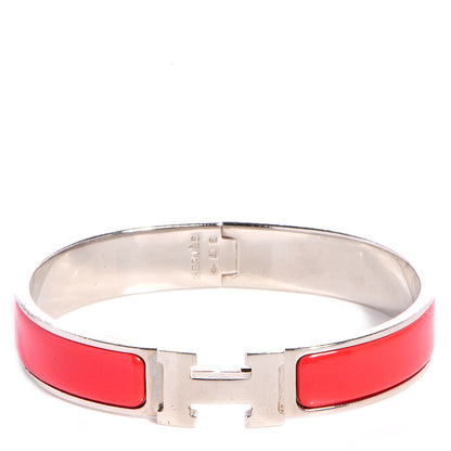 Hermes Narrow Enamel Clic Clac H Bracelet PM Framboise 1 of 5