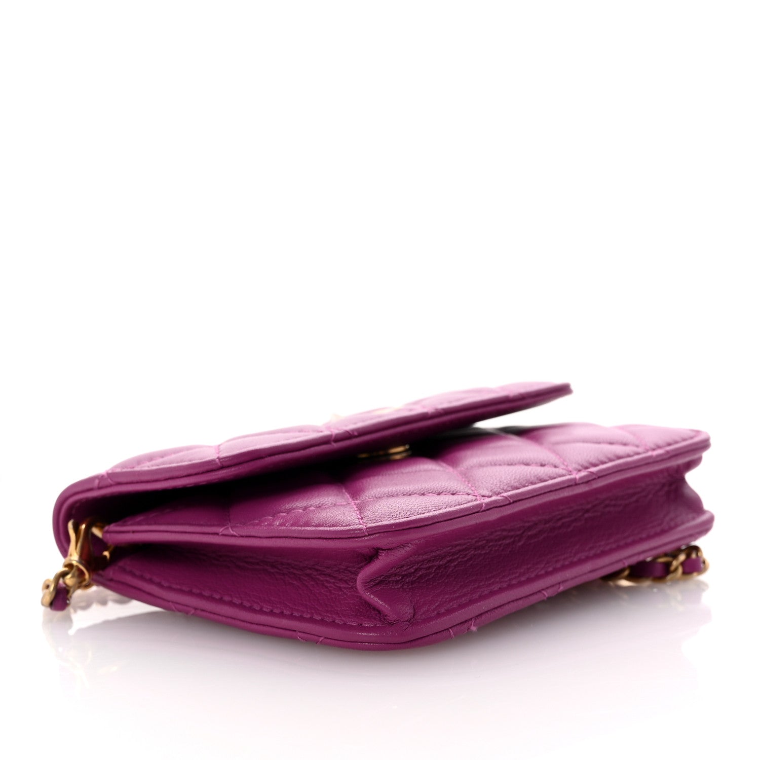 Chanel Lambskin Quilted Pearl Crush Clutch With Chain Purple 4 of 12