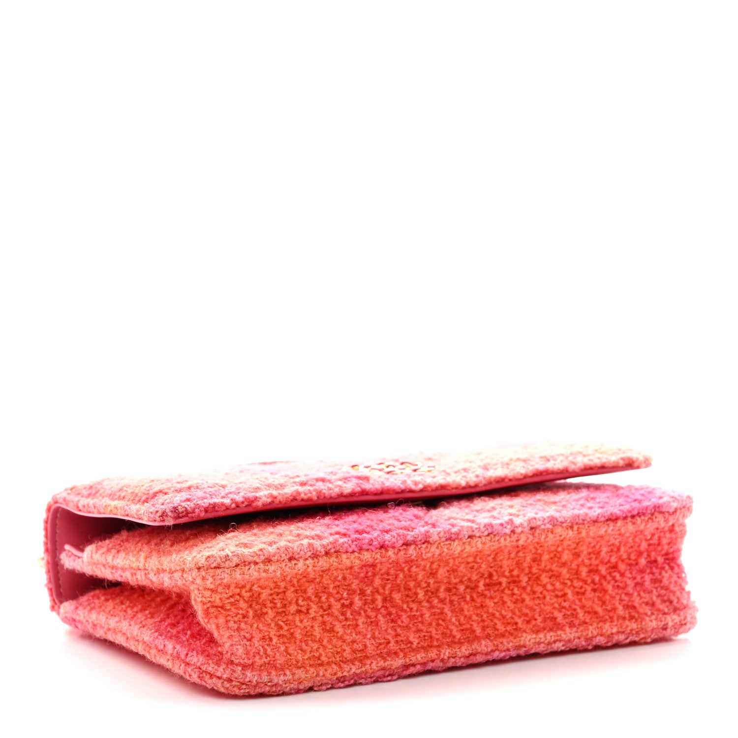 Chanel Wool Tweed Lambskin Quilted Chanel 19 Wallet On Chain WOC Coral Pink 4 of 11