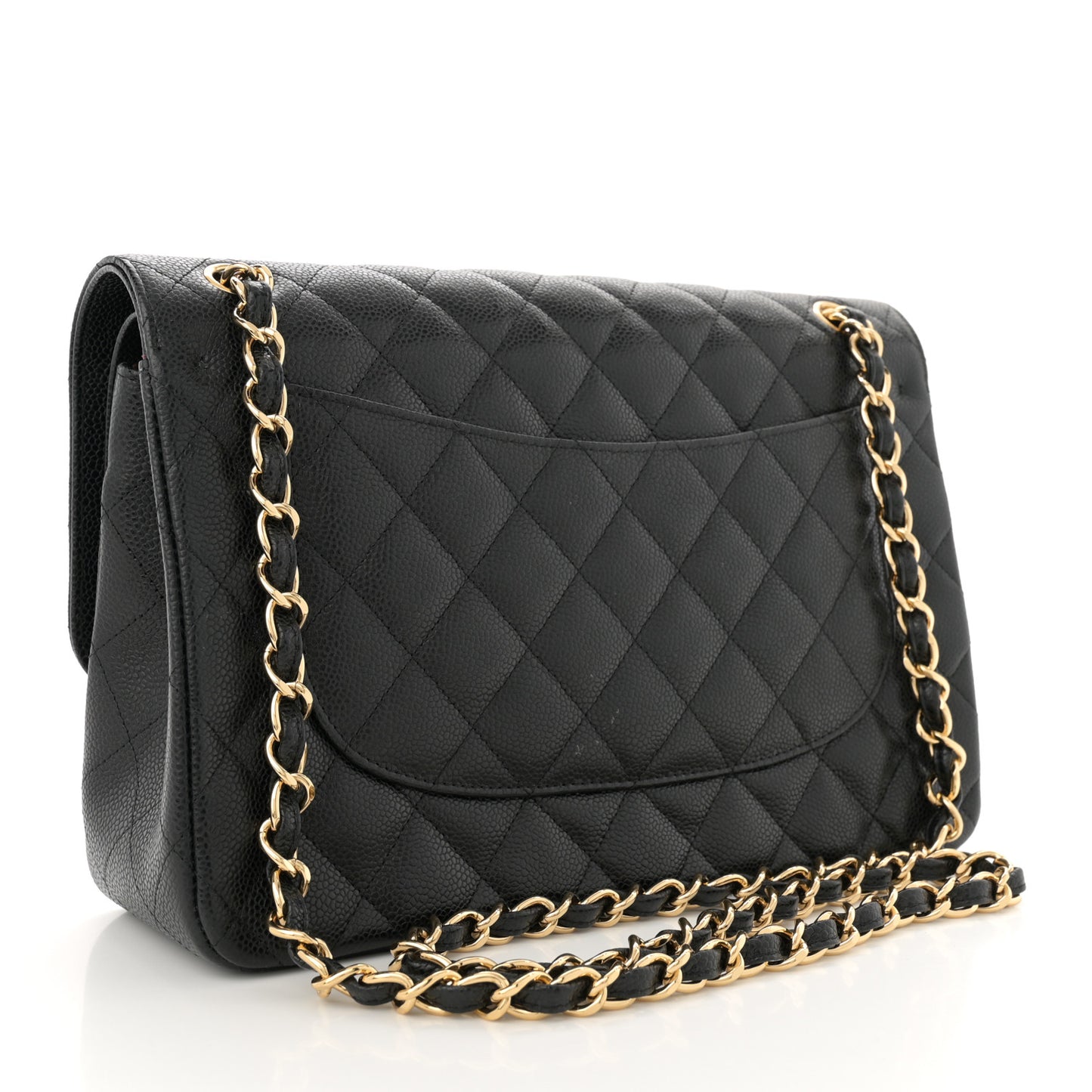 Caviar Quilted Jumbo Double Flap Black