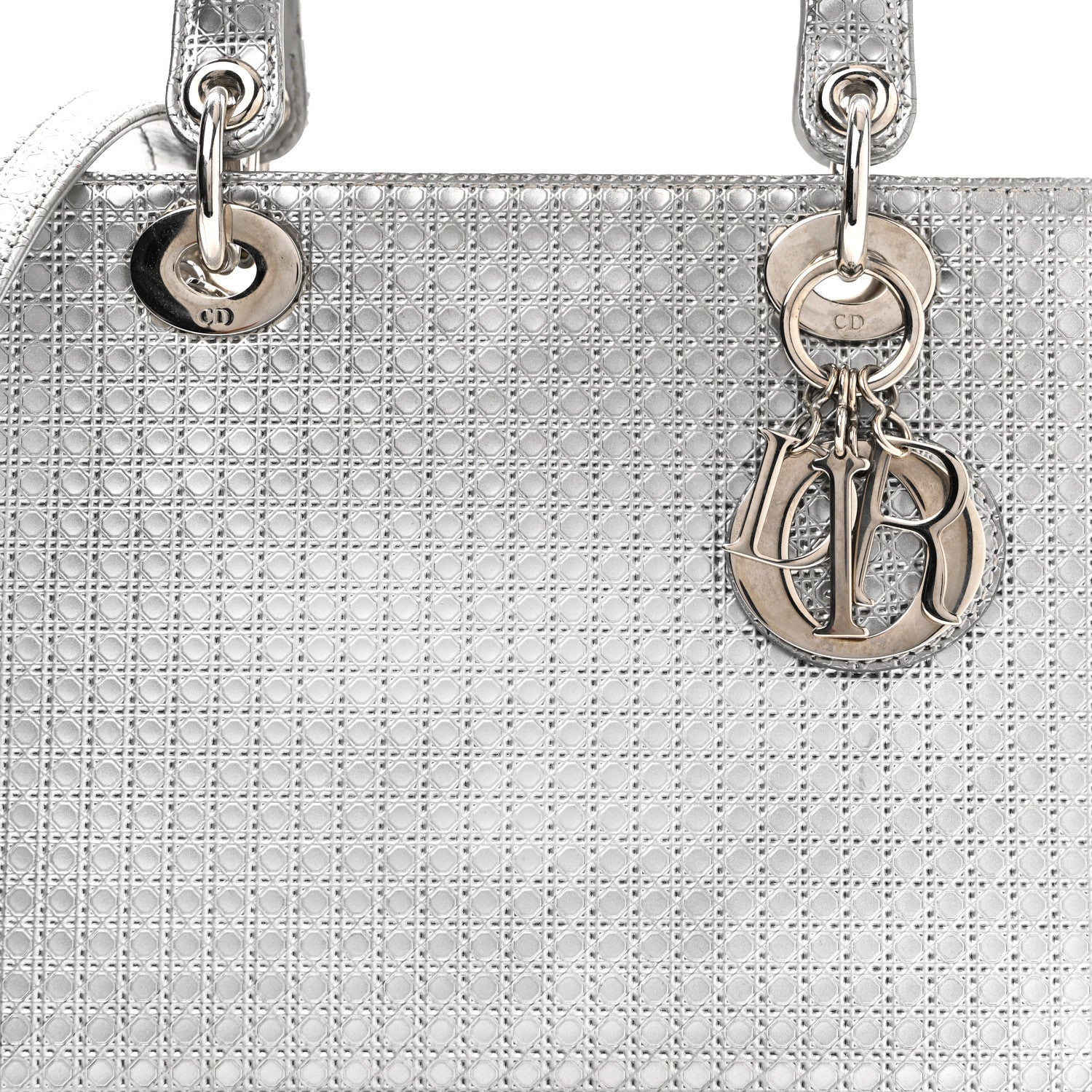 Christian Dior Metallic Patent Micro-Cannage Medium Lady Dior Silver 8 of 11