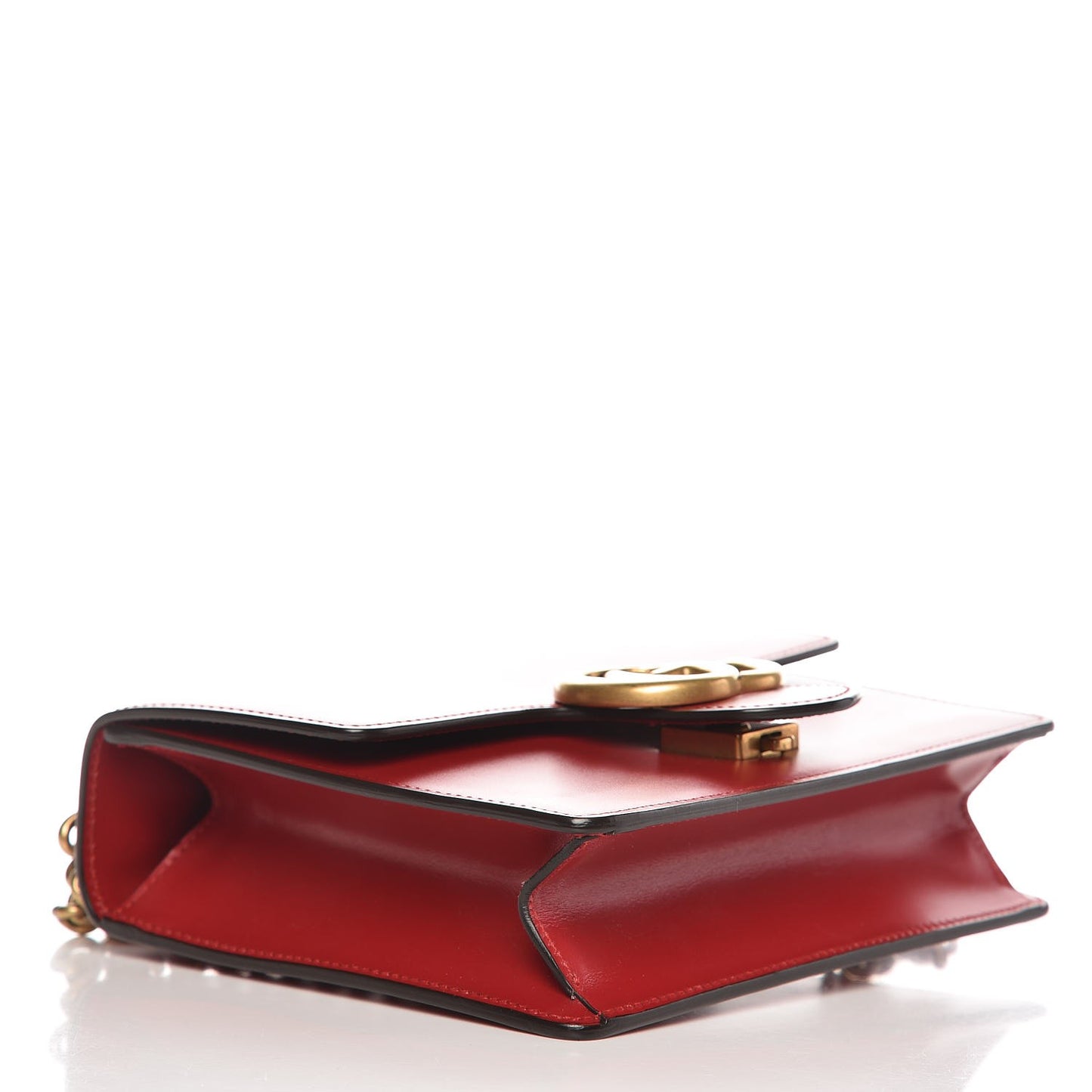 Knight Calfskin Small GG Marmont Chain Handle Bag Hibiscus Red