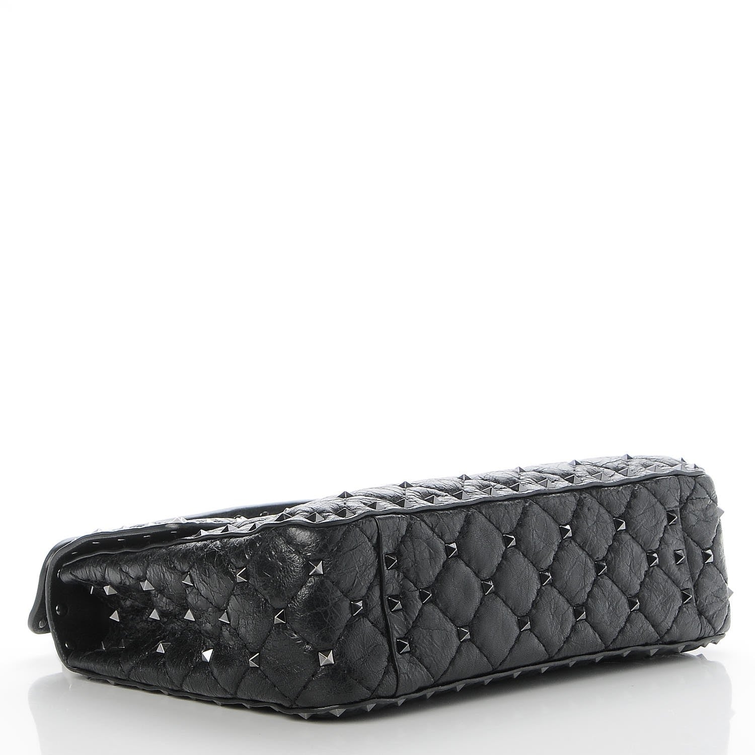 Valentino Garavani Craquele Nappa Medium Rockstud Spike Shoulder Bag Black 5 of 8