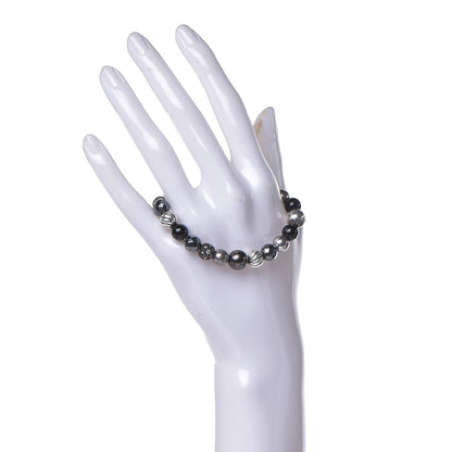 David Yurman Sterling Silver Black Onyx Hematite 8mm Elements Bead Bracelet 2 of 5
