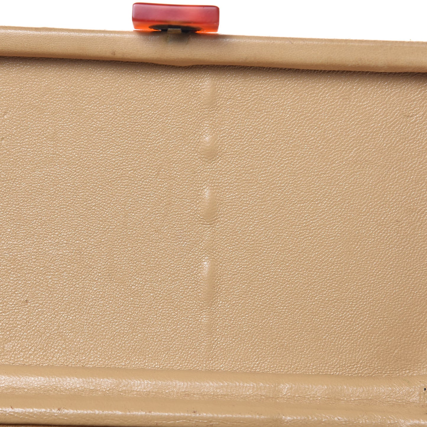 Lambskin Quilted Tortoise Box Bag Beige