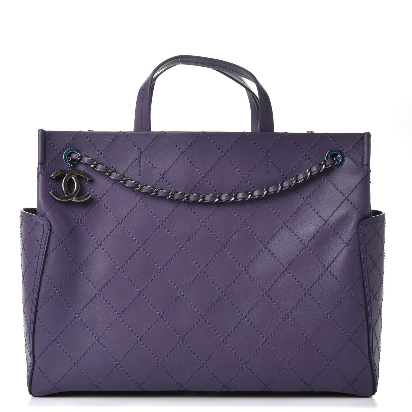 Calfskin CC Pocket Tote Purple