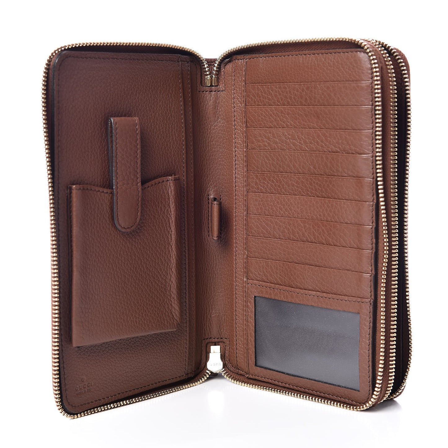 Pebbled Calfskin Soho Travel Document Case Brown