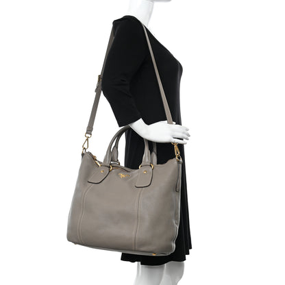 Prada Vitello Daino Shoulder Bag Argilla 2 of 16