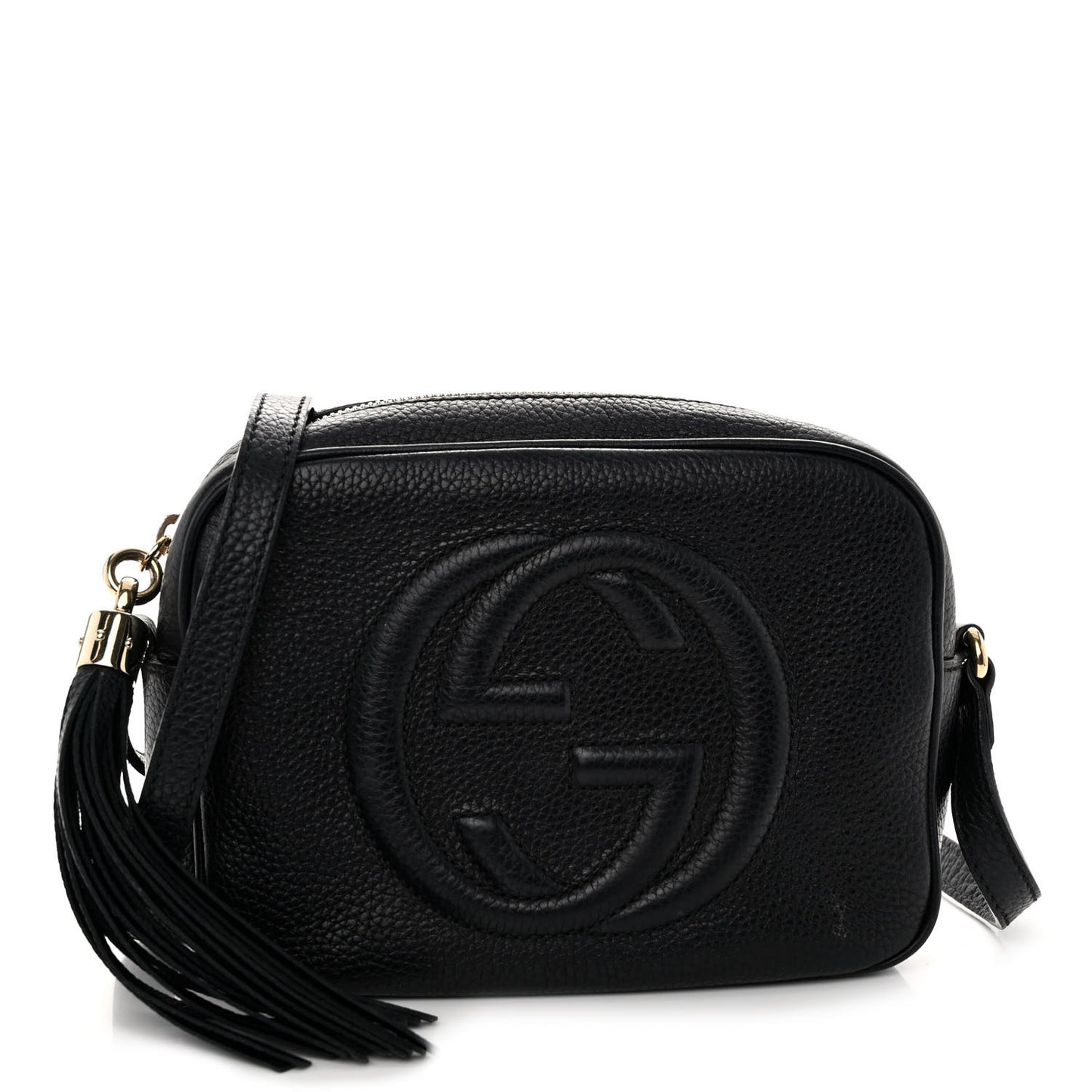 Pebbled Calfskin Small Soho Disco Bag Black