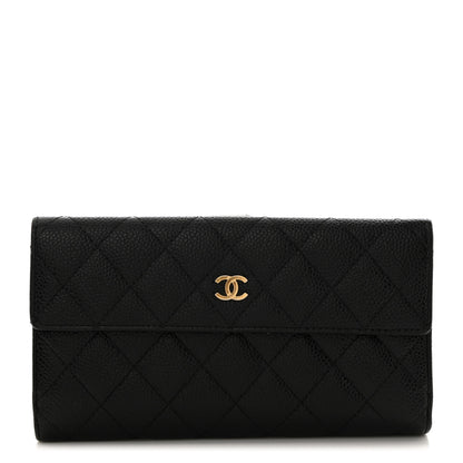 Chanel Caviar Quilted Long Flap Wallet Black 1 of 10