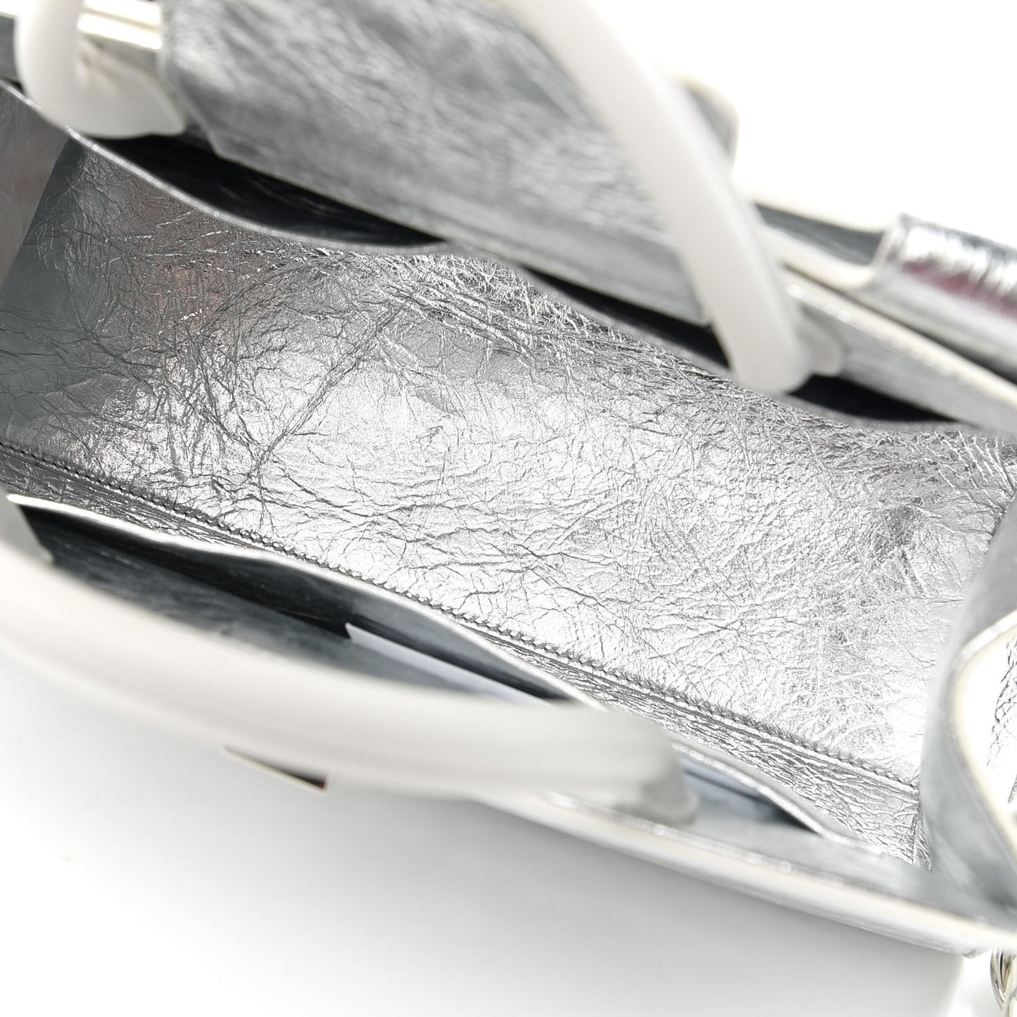 Metallic Calfskin Medium Diorever Flap Silver