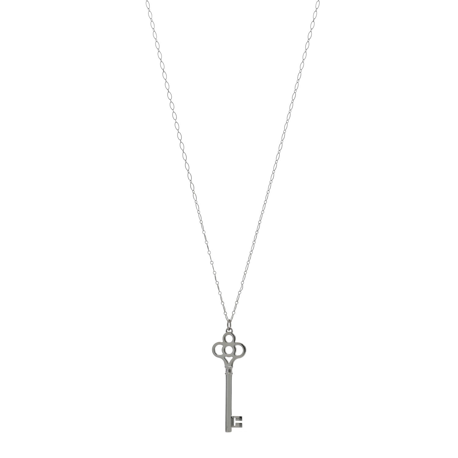 Tiffany Sterling Silver Large Crown Key Pendant Necklace 1 of 4