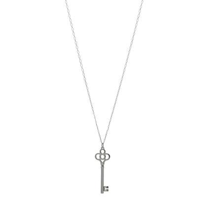 Tiffany Sterling Silver Large Crown Key Pendant Necklace 1 of 4