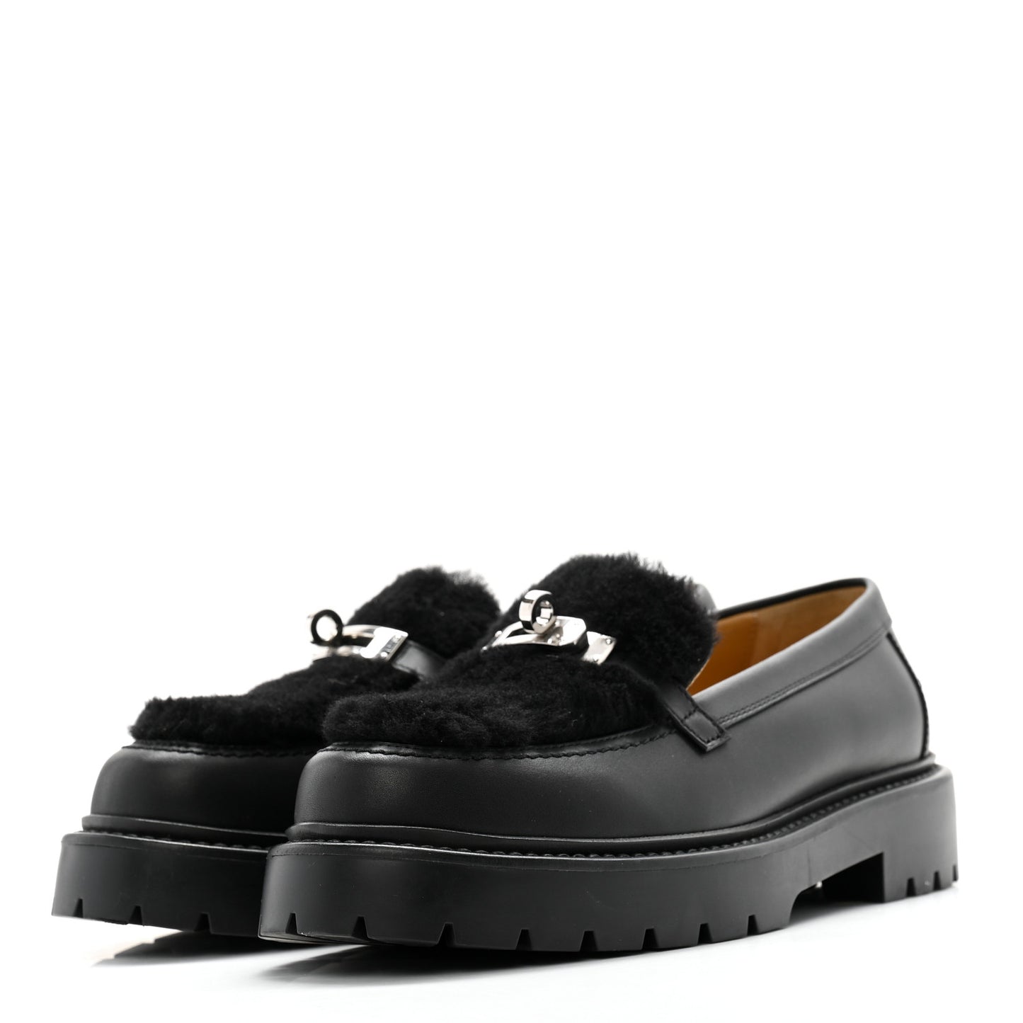 Calfskin Shearling Icone Loafers 37 Black