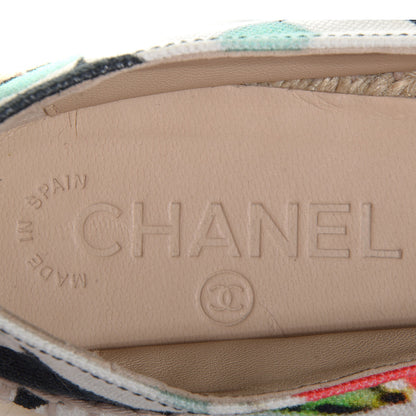 Chanel Printed Canvas Espadrilles 40 White Turquoise Red 7 of 7