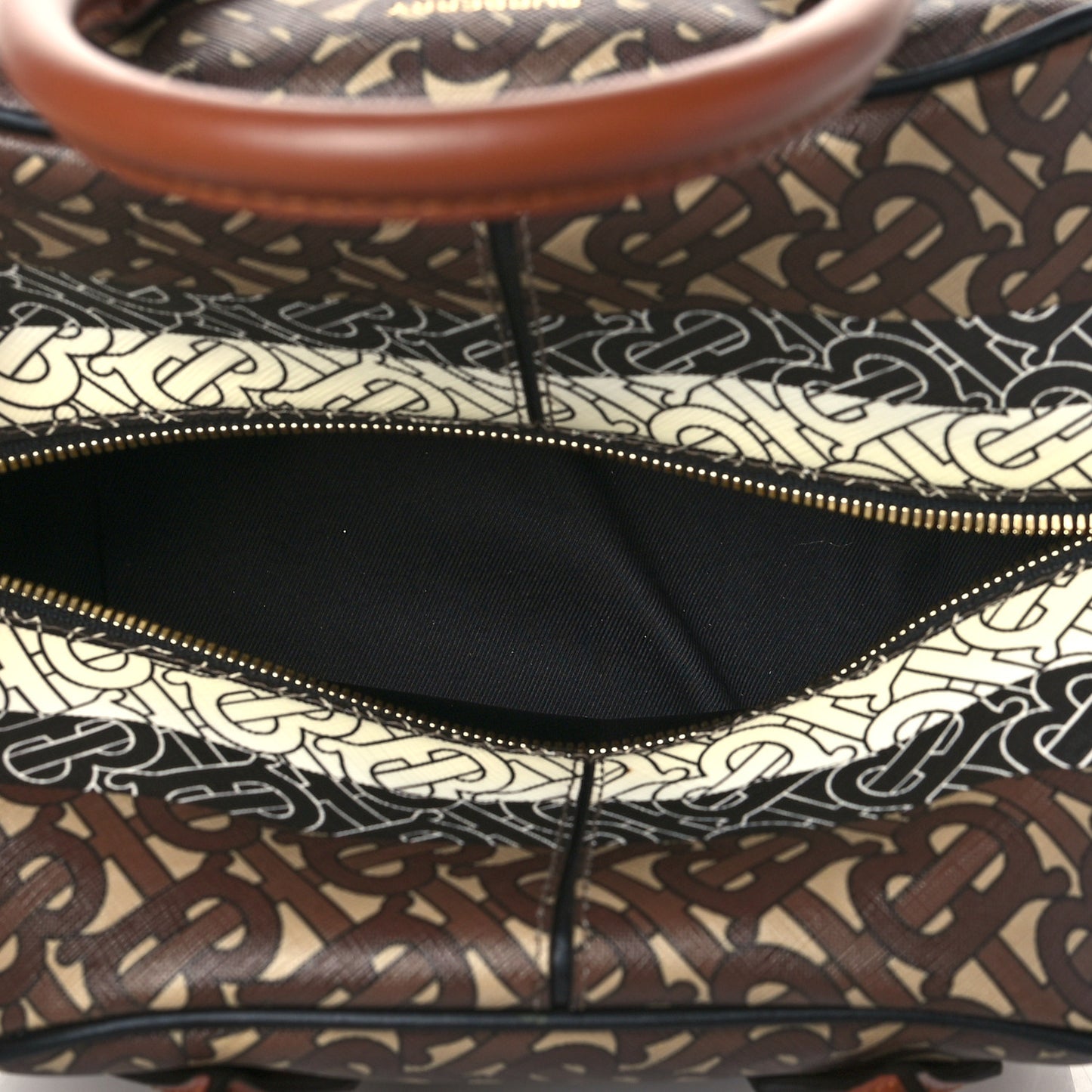 E-canvas Monogram Stripe Small Cube Bowling Bag Bridle Brown