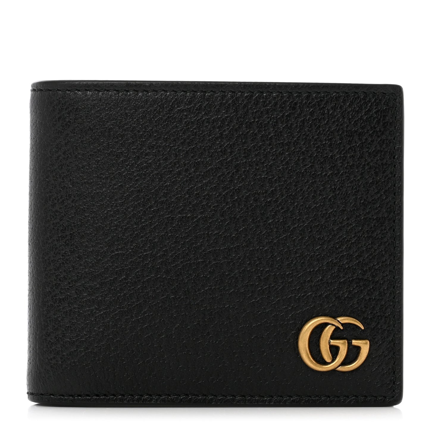 Calfskin Boar Effect GG Marmont Bi-Fold Wallet Black