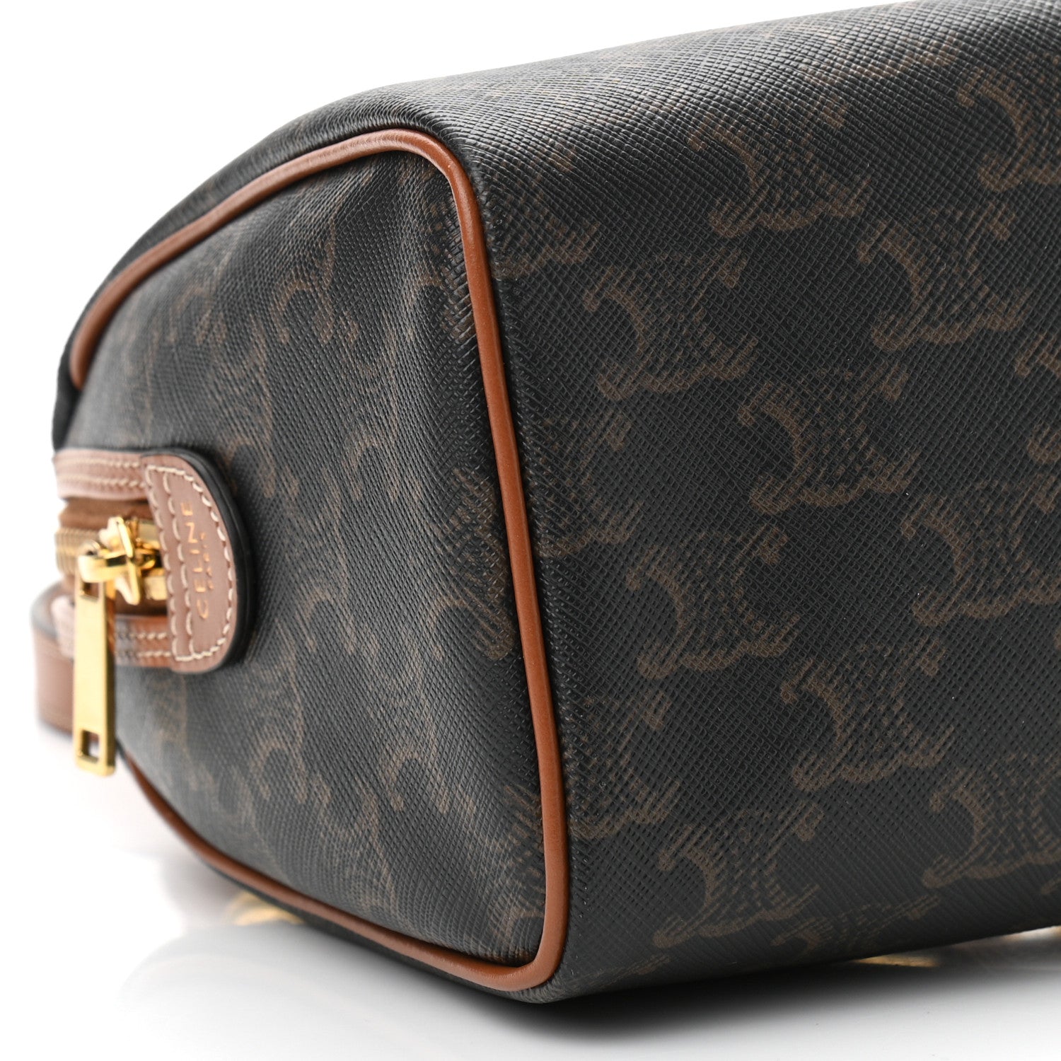 Celine Triomphe Canvas Calfskin Small Boston Bag Tan 8 of 9